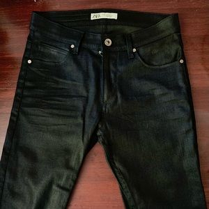 Black Waxed Denim Zara size US30 Brand New